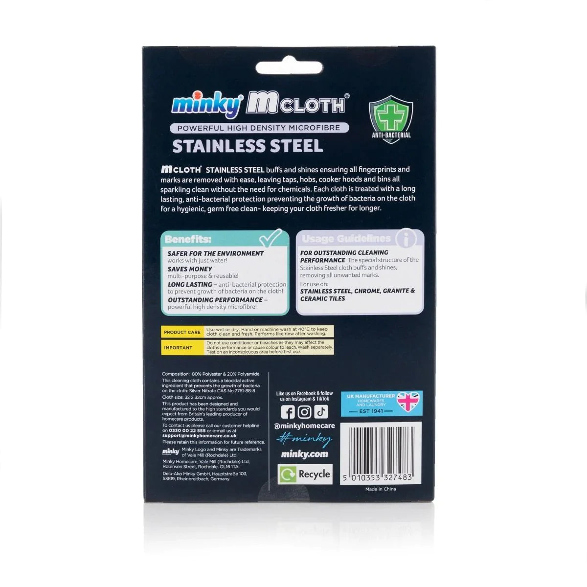 M Cloth Anti-Bacterial Stainless Steel utěrka z mikrovlákna